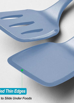 600˚F Heat Resistant Silicone Spatula Set, 13.6" Kitchen Spatula Turners for Non Stick Cookware, Flexible Spatulas with Thin Edges, Seamless Cooking Utensils for Fish, Eggs, Pancakes, Starry Blue