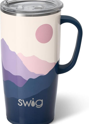 Swig Life 22oz Travel Mug, Insulated Tumbler with Handle and Lid, Cup Holder Friendly, Dishwasher Safe, Stainless Steel, Travel Coffee Cup, Insulated Mug with Lid (Moon Shine)
