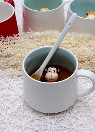 Surprise 3D Coffee Mug Animal Inside 12 oz with Rabbit,Cute Cartoon Handmade Ceramics Cup,Christmas Birthday Surprise for Friends Family or Kids (Rabbit)