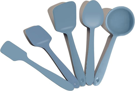 GIR: Get It Right 5-Piece Silicone Ultimate Kitchen utensils set - Ladle, Spatula, Flip, Spoon & Spoonula - Non toxic cooking utensils for Nonstick Cookware, Cooking and Baking - Slate