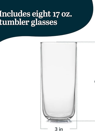 Libbey Polaris Tumbler Glasses, Axis, 17.75-ounce, Set of 8