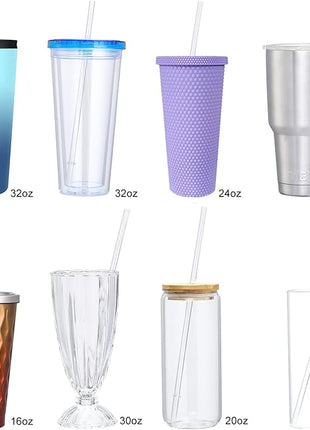 24 Pack, HIGHLY Transparent Reusable Plastic Straws with 4 Cleaning Brushes, 10.5 in Long Drinking Straws, Clear Replacement Straw for 16 24 30 32 OZ Tumblers, Cups, Jars, YETI, Starbucks - BPA FREE
