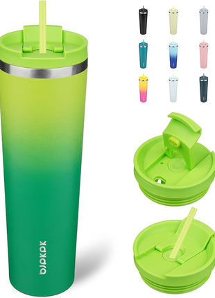 BJPKPK 34oz Tumbler With lid And Straw Stainless Steel Travel Coffee Mug Insulated Tumblers Cups,Bamboo Grove