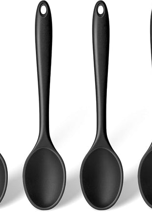 HAKSEN Silicone Spoons for Cooking, 4PCS 10.8 Inch Nonstick Kitchen Serving Spoons, Heat Resistant Silicone Cooking Utensils Set for Stirring, Mixing, Baking, Dishwasher Safe