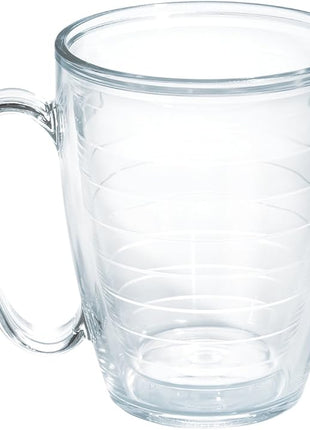 Tervis Clear & Colorful Tabletop Made in USA Double Walled Insulated Tumbler Travel Cup Keeps Drinks Cold & Hot, 16oz Mug, Clear