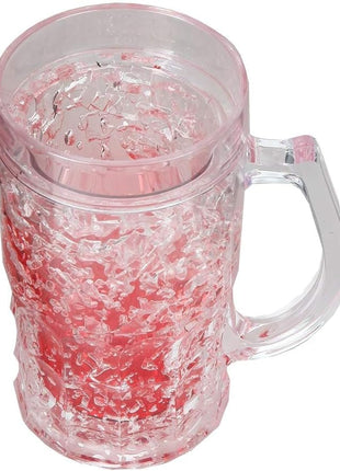 Lily's Home Insulated Double Wall Gel-Filled Acrylic Frosted Freezer Beer Glasses, Great for Enjoying Brews at BBQs and Parties, Clear with Assorted Color Bases (14 oz. Each, Set of 4) - Mug Shape