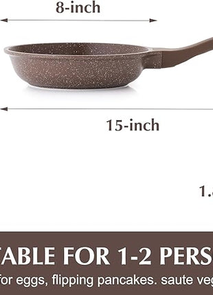 SENSARTE Nonstick Frying Pan Skillet, Non Stick Omelette Pan, Healthy Stone Cookware Chef's Pan PFOA Free, Toffee Brown (8 Inch)