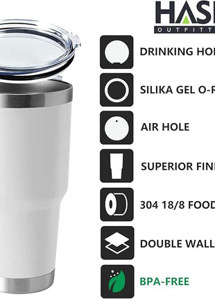 HASLE OUTFITTERS 30oz Stainless Steel Tumbler, Double Wall Vacuum Insulated Travel Mug Tumbler, Durable Insulated Coffee Mug, Gift Box Set (White, 1)