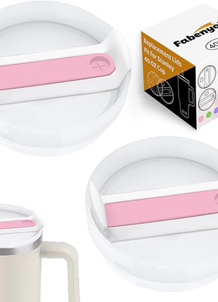 40 OZ Tumbler Lid Replacement Fit for Stanley Cup, 2 Pack Replacement Lids Fit for Stanley Travel Tumbler, Spill Proof Tumbler Covers for Stanley Cup Accessories (Opaque - Pink)