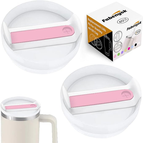 40 OZ Tumbler Lid Replacement Fit for Stanley Cup, 2 Pack Replacement Lids Fit for Stanley Travel Tumbler, Spill Proof Tumbler Covers for Stanley Cup Accessories (Opaque - Pink)