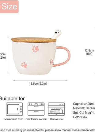 BigNoseDeer Kawaii Cat Mug with 3D Kitty Inside Cute Mugs Ceramic Tea Cup Coffee Mug Gifts for Women Girlfriend Kids White Elephant Gifts (13oz)