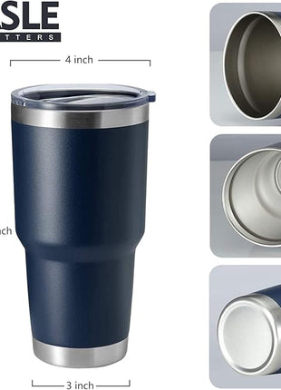 HASLE OUTFITTERS 30oz Stainless Steel Tumbler, Double Wall Vacuum Insulated Travel Mug Tumbler, Durable Insulated Coffee Mug, Gift Box Set (Navy, 4)