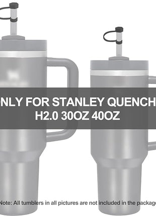 Silicone Spill Stopper Set Compatible with Stanley Cup 2.0 30oz & 40oz with Straw Cover (Set of 2, Black)