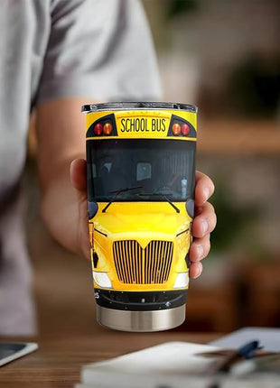 SANDJEST Bus Driver Tumbler - School Bus 20 oz Stainless Steel Double Wall Vacuum Tumblers Coffee Travel Mug - Thermal Cups Birthday, Christmas, Back To School Gifts for Men, Women, Friends, Besties