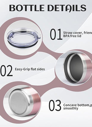 StarSpeed 20oz Tumbler Bulk with Lid, Stainless Steel Insulated Tumblers Double Wall Vacuum Insulated Travel Mug, Powder Coated Coffee Cups for Hot and Cold Drinks(Rose Gold,1)