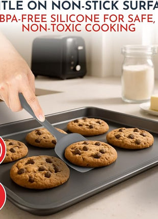 4-Piece Grey Baking Spatula Set - Holiday Baking Essentials, Rubber Spatulas Silicone Heat Resistant, BPA-Free - Spatula Set for Nonstick Cookware - Silicone Baking Utensils