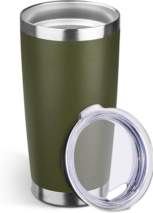 StarSpeed 20oz Tumbler Bulk with Lid, Stainless Steel Insulated Tumblers Double Wall Vacuum Insulated Travel Mug, Powder Coated Coffee Cups for Hot and Cold Drinks(Navy Green,1)