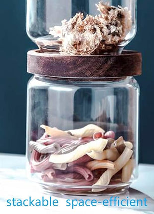 SAIOOL Set of 5 Kitchen Canisters,Thick, Stackable, Natural Style,Cookie, Rice and Spice Jars - Sugar or Flour Container - Big and Small Airtight Food Jar for Pantry