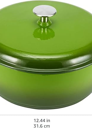 Amazon Basics Cast Iron Dutch Oven Pot with Lid, Enameled, Round, Dual Handles, Heavy-Duty, Small, 4.3-Quart, Green