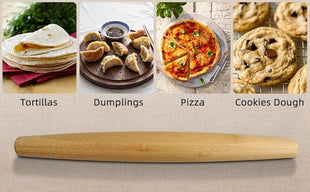 Classic French Rolling Pins Bamboo Wooden Rolling Pin for Baking Pizza Dough Pie Cookie, 15.8-Inch