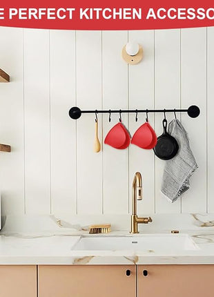 AUAUY 1 Pair Mini Silicone Oven Mitts, Heat Resistant Pot Holders Mitts, Cute Oven Pinch Grip Gloves, Small Potholders for Kitchen, Air Fryer Mitts Pair for Cooking, Baking and Grilling (Red)