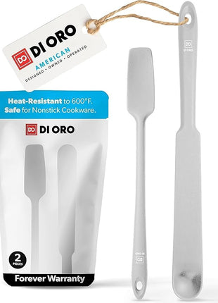 DI ORO Silicone Blender & Jar Spatulas - Heat Resistant Kitchen Utensil Set for Cooking, Mixing, Baking, & Scraping (2pc, Stone)