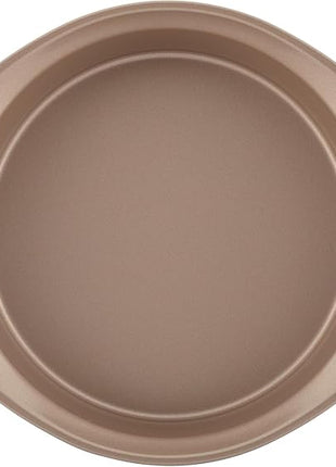 Rachael Ray Cucina Nonstick Bakeware Set Baking Cookie Sheets Cake Muffin Bread Pan, 10 Piece, Latte Brown with Cranberry Red Grips