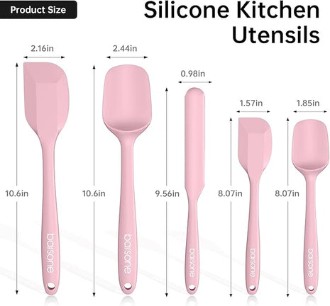 Barsone 5-Piece Silicone Spatula Set - Heat Resistant 446°F Food Grade BPA Free, Nonstick Cookware Safe Dishwasher Safe Kitchen Tools for Baking, Cooking, Stirring, Multicolor.