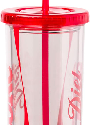 Silver Buffalo Coca Cola Diet Coke Plastic Tall Cold Cup with Lid and Straw, 20 Ounces