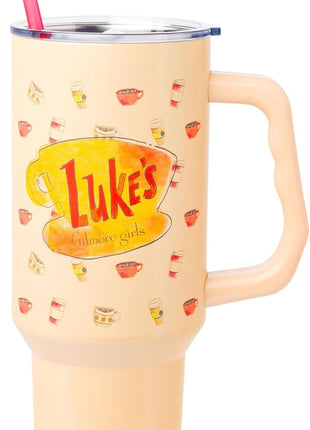 Silver Buffalo Gilmore Girls Luke's Diner Stainless Steel Tumbler with Handle and Straw, Fits in Standard Cup Holder, 40 Ounces (Pack of 12)
