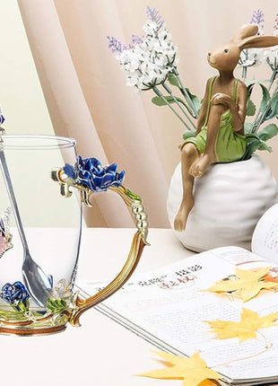 Gifts for Mom Women Mothers Day Flower Cups Tea Mug With Tea Spoon Valentines Day Christmas Gift Use Gift Package