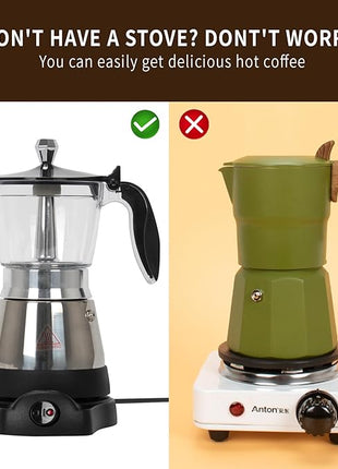 Cafeteras Electricas Modernas Moka Pot, Italian Coffee Espresso Machine, 6 Cup Cuban Coffee Maker with Detachable Base & Overheat Protection, Greca Electrica De Cafe Gift for Travel
