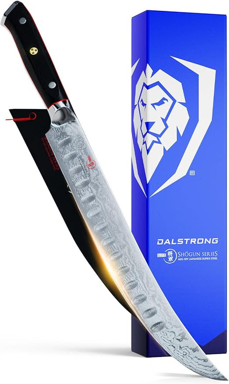 DALSTRONG Butcher Knife - 10 inch - Shogun Series ELITE - Japanese AUS-10V Super Steel - G10 Handle Cimitar Breaking Knife Gift - Vacuum Treated BBQ Brisket Knife - Sheath Included