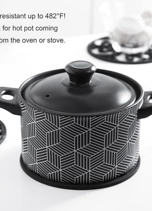 Silicone Trivet Mat - Hot Pot Holder Hot Pads for Table & Countertop - Teapot Trivet Kitchen Trivets - Non-Slip & Heat Resistant Modern Kitchen Hot Pads for Pots & Hot Dish Navy Blue Trivet Set of 3