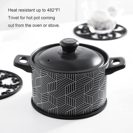 Silicone Trivet Mat - Hot Pot Holder Hot Pads for Table & Countertop - Teapot Trivet Kitchen Trivets - Non-Slip & Heat Resistant Modern Kitchen Hot Pads for Pots & Hot Dish Navy Blue Trivet Set of 3