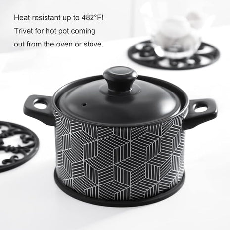 Silicone Trivet Mat - Hot Pot Holder Hot Pads for Table & Countertop - Teapot Trivet Kitchen Trivets - Non-Slip & Heat Resistant Modern Kitchen Hot Pads for Pots & Hot Dish Grey Trivet Set of 3