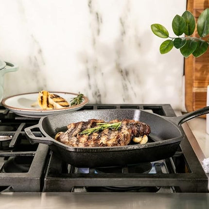 Lodge Cast Iron Grill Pan, Square, 10.5 Inch