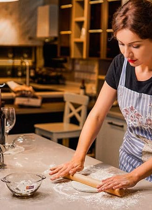 Wood Rolling Pin Dough Roller, Wooden Rolling Pin for Baking Pasta Fondant 13.8 Inches - Straight