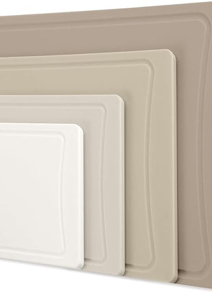 COOK WITH COLOR Non-Slip Cutting Board Set – Kitchen Essentials with Easy Grip Handle for Meat, Veggies, and Fruits, 4 Cutting Boards, Brown