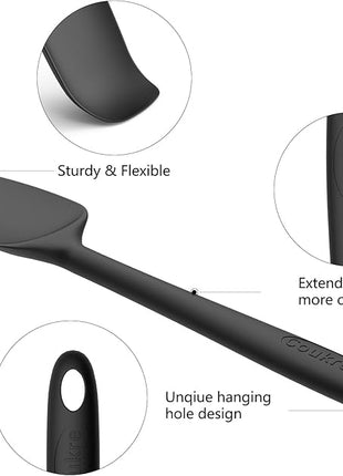 Coukre Silicone Spatula Set of 5,High Temperature Resistant, Food Grade Silicone, Dishwasher Safe, for Baking, Cooking (Pure Dark Green)