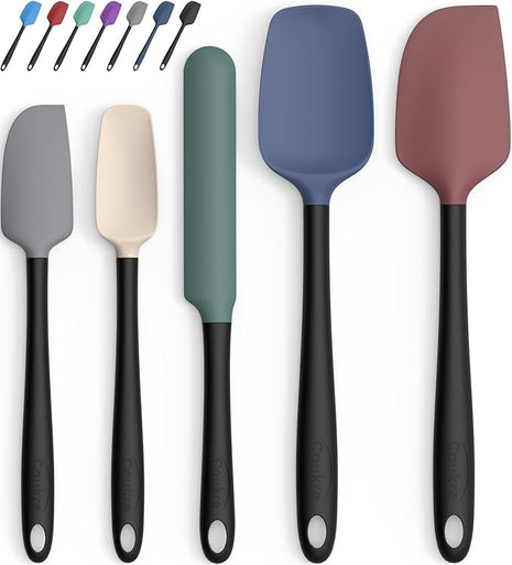 Coukre Silicone Spatula Set of 5,High Temperature Resistant, Food Grade Silicone, Dishwasher Safe, for Baking, Cooking (Colorful A Black)