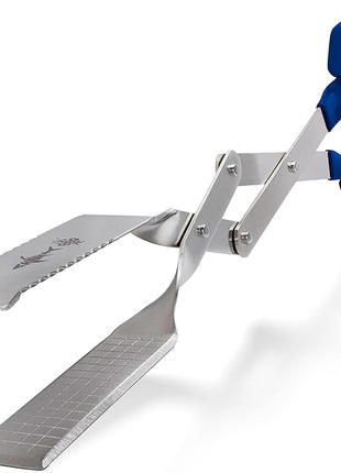 Shark BBQ Grill Tongs - 17 inch (Blue) Steak Tongs. Professional kitchen and outdoor grilling utensil. Long reach Barbeque Grilling Tong. Ideal for steak, fish, burger, and sausage