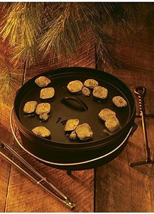 Lodge 10 Quart Pre-Seasoned Cast Iron Camp Dutch Oven with Lid - Dual Handles - Use in the Oven, on the Stove, on the Grill or over the Campfire - Black