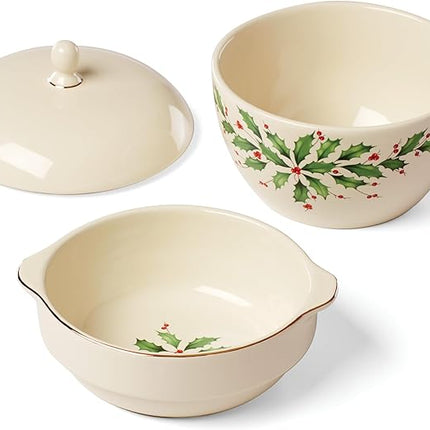 Lenox 893140 Holiday Stackable Bowl Set, Christmas Hosting
