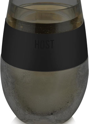 HOST Wine Freeze Cooling Cup, Plastic Double Wall Insulated Freezable Drink Chilling Tumbler with Freezing Gel Wine Glasses for Red and White Wine, Set of 1, 8.5 oz, Smoke
