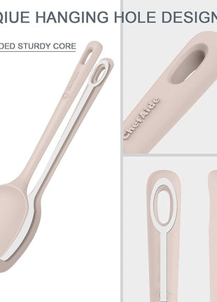 5 Pieces Silicone Spatula Set, Food Grade Rubber Spatula, Upgrade Strong Handle with Ergonomic Grip, Heat Resistant Up to 600°F for Nonstick Cookware, Cooking Creamy White