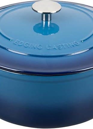 Enameled Cast Iron Dutch Oven Pot With Lid for Cooking, Bread Baking, Bread Oven, 5.5 Quart, Lake Blue
