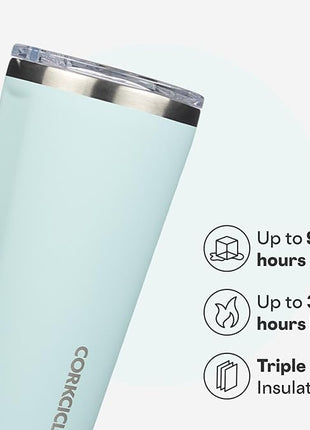 Corkcicle Classic Tumbler - Keeps Drinks Cold for 9 Hours & Hot for 3 - Triple-Insulated Stainless Steel - Holiday Tumbler Gift - 16 oz - Gloss Powder Blue