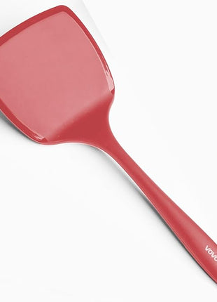 Silicone Pancake Spatula Turner with Lengthened Handle& Seamless Design, Heat Resistant Cooking Spatulas for Nonstick Cookware, Large Flexible Kitchen Utensils, Flipper for Egg, Pancake, Burger, Red