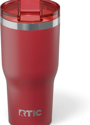 RTIC 30oz Essential Tumbler with Lid, Ceramic Lined, Insulated, Stainless Steel, Metal, Double Wall Vacuum-Insulation, Travel Cup for Iced Coffee, Tea, Hot and Cold Drink, Flag Red